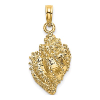 14K Yellow Gold Textured Conch Shell Charm