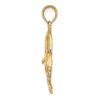14K Yellow Gold Dolphin Jumping Through Hoop Charm – view 3