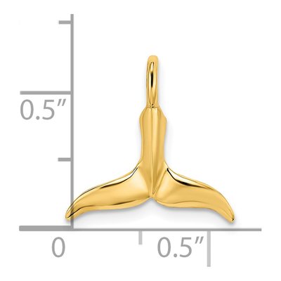 14K Yellow Gold 3D Whale Tail Slide Pendant – view 4