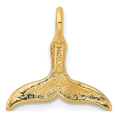 14K Yellow Gold 3D Whale Tail Slide Pendant – view 5