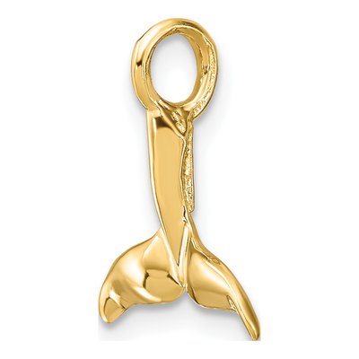 14K Yellow Gold 3D Whale Tail Slide Pendant – view 6