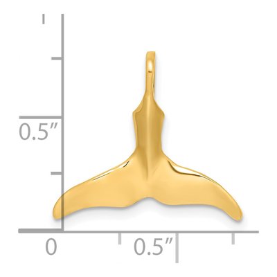 14K Yellow Gold 3D Whale Tail Pendant – view 4