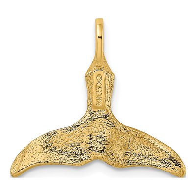 14K Yellow Gold 3D Whale Tail Pendant – view 5