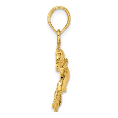 14K Yellow Gold Double Dolphins Pendant – view 3