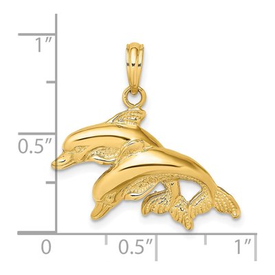 14K Yellow Gold Double Dolphins Pendant – view 4