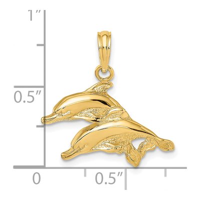 14K Yellow Gold Two Dolphins Pendant – view 4