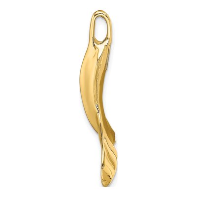 14K Yellow Gold 3-D Whale Tail Slide Pendant – view 3