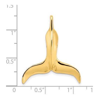 14K Yellow Gold 3-D Whale Tail Slide Pendant – view 4