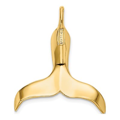 14K Yellow Gold 3-D Whale Tail Slide Pendant – view 5