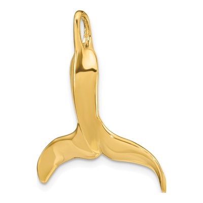 14K Yellow Gold 3-D Whale Tail Slide Pendant – view 6