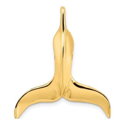 14K Yellow Gold 3-D Whale Tail Slide Pendant