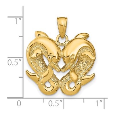 14K Yellow Gold Twin Dolphins Pendant – view 4