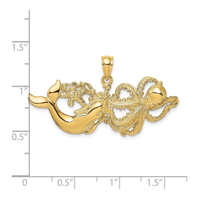 14K Yellow Gold Dolphin Octopus Pendant – view 4