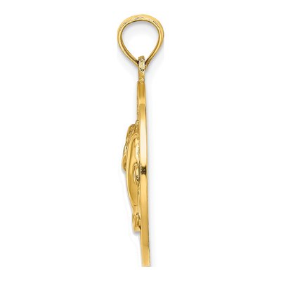 14K Yellow Gold Dolphins Circle Pendant – view 3