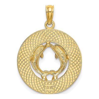 14K Yellow Gold Dolphins Circle Pendant – view 5