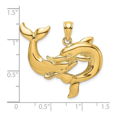 14K Yellow Gold Two Dolphins Together Charm – view 4