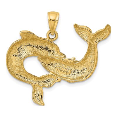 14K Yellow Gold Two Dolphins Together Charm – view 5