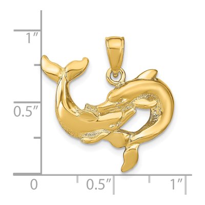 14K Yellow Gold Dolphins Pendant – view 5