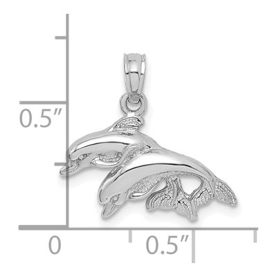 14K White Gold Double Dolphin Pendant – view 4