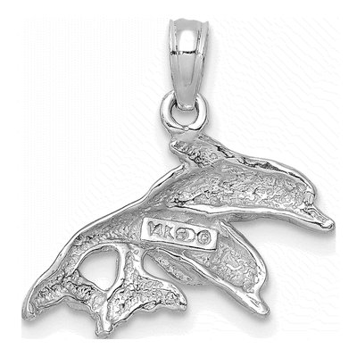 14K White Gold Double Dolphin Pendant – view 5