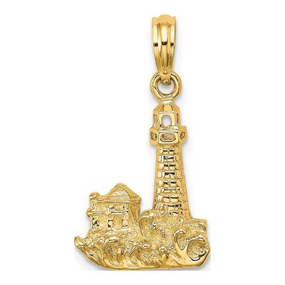 14K Yellow Gold Lighthouse Pendant
