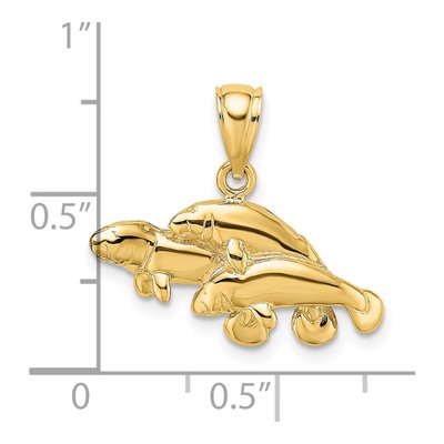 14K Yellow Gold Triple Manatee Pendant – view 4