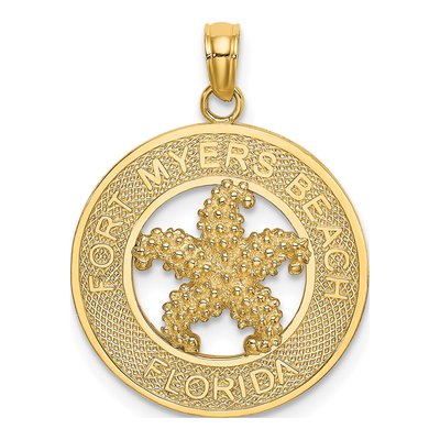 14K Yellow Gold Ft Myers Beach Starfish Pendant