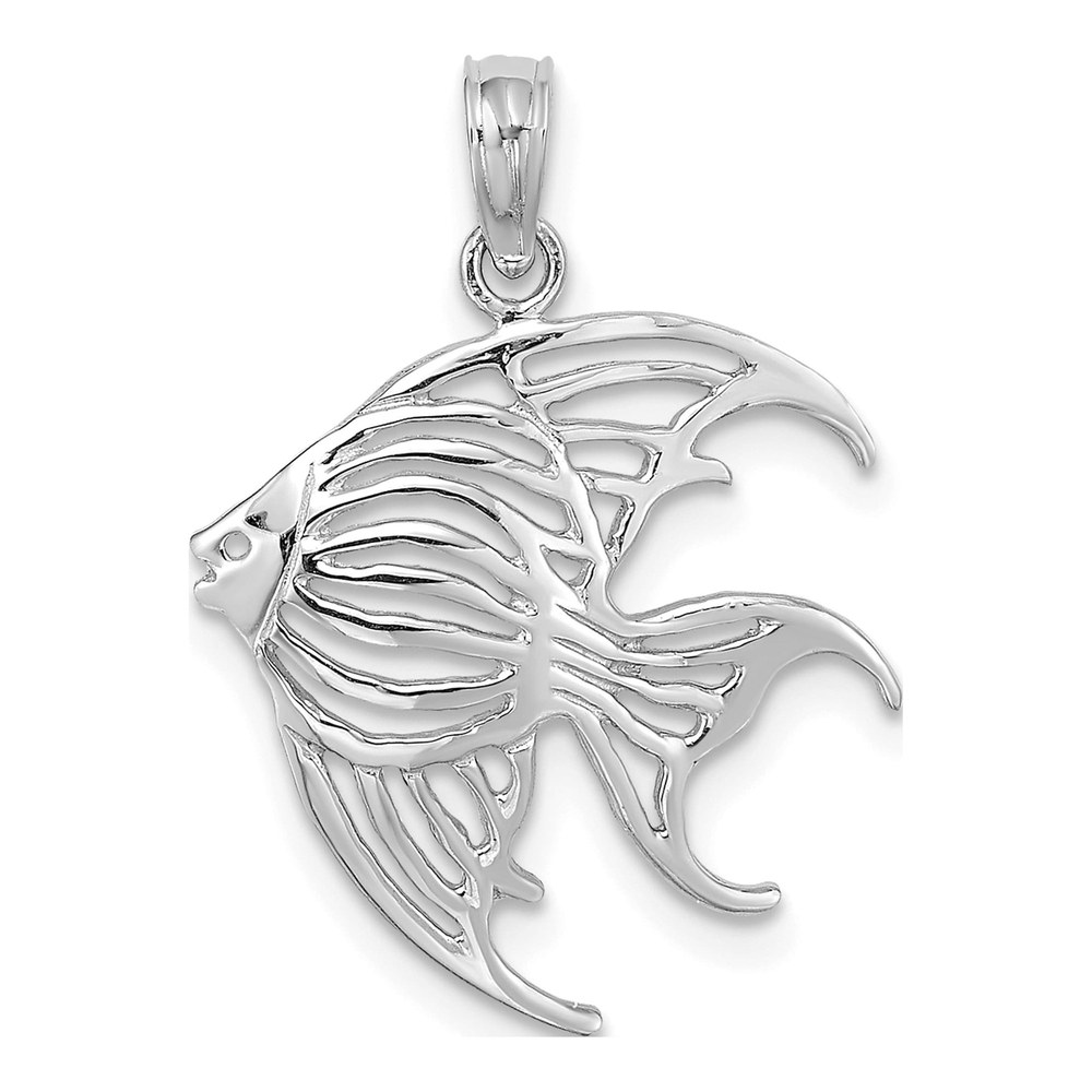 14K White Gold Cut-Out Angelfish Pendant