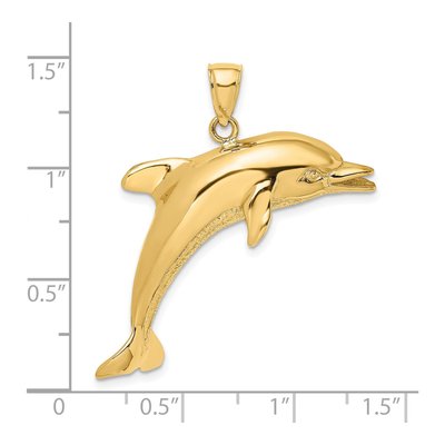 14K Yellow Gold Jumping Dolphin Pendant – view 4