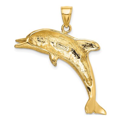 14K Yellow Gold Jumping Dolphin Pendant – view 5