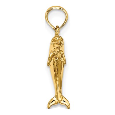 14K Yellow Gold 3D Mini Dolphin Charm – view 3