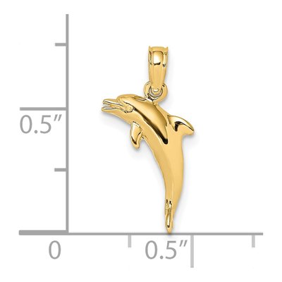 14K Yellow Gold 3D Mini Dolphin Charm – view 5