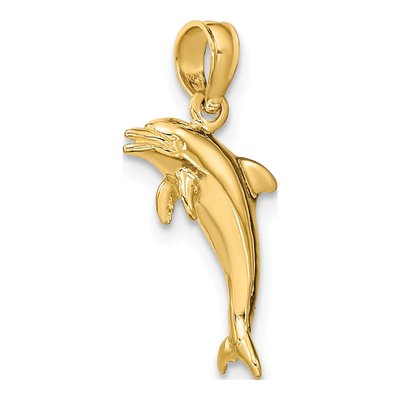 14K Yellow Gold 3D Mini Dolphin Charm – view 6