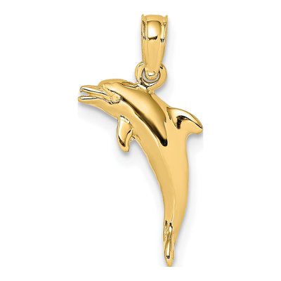 14K Yellow Gold 3D Mini Dolphin Charm