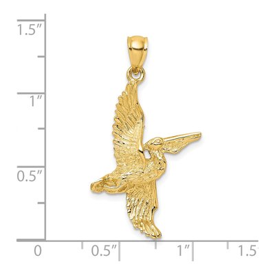14K Yellow Gold 3D Pelican Pendant – view 4