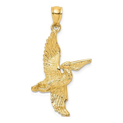 14K Yellow Gold 3D Pelican Pendant