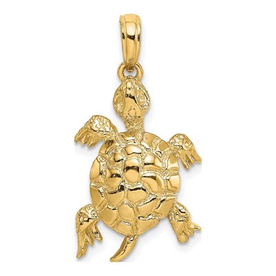 14K Yellow Gold Turtle Pendant
