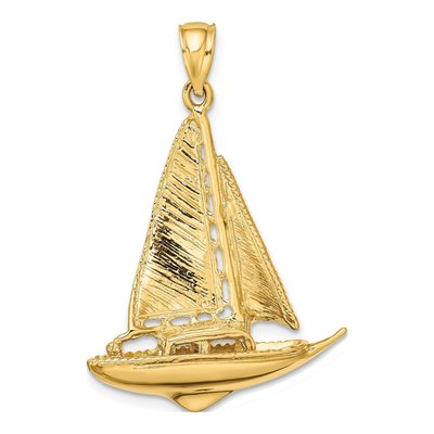 14K Yellow Gold 3-D Sailboat Charm – view 5