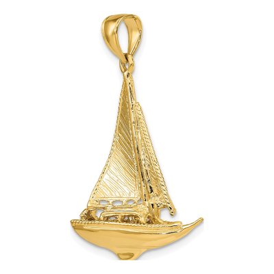 14K Yellow Gold 3-D Sailboat Charm – view 6