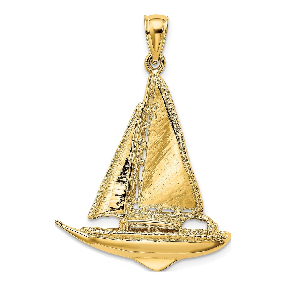 14K Yellow Gold 3-D Sailboat Charm