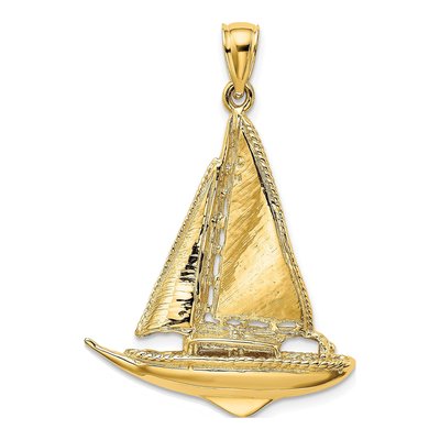 14K Yellow Gold 3-D Sailboat Charm