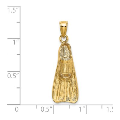 14K Yellow Gold 3D Scuba Flipper Pendant – view 4