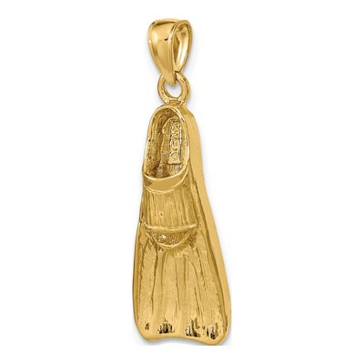 14K Yellow Gold 3D Scuba Flipper Pendant – view 6