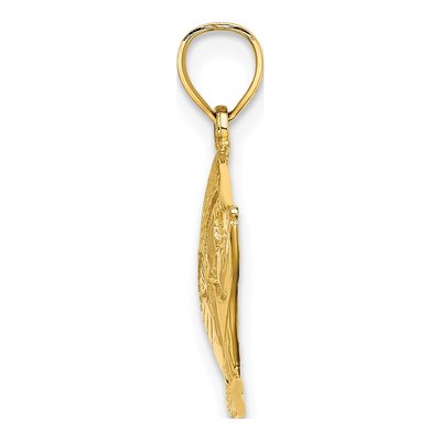 14K Yellow Gold Textured Fish Pendant – view 3