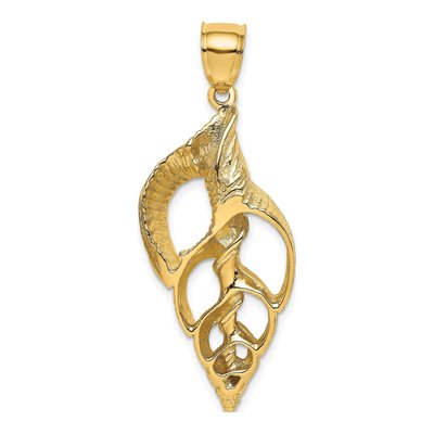 14K Yellow Gold Cut-Out Conch Shell Charm