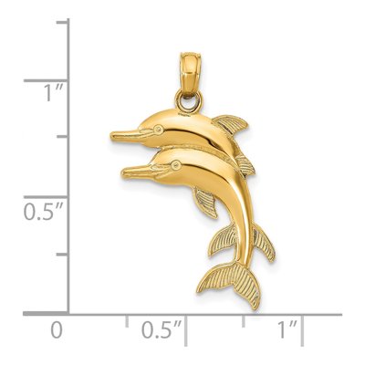 14K Yellow Gold Two Jumping Dolphins Charm – view 4