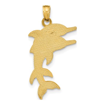 14K Yellow Gold Two Jumping Dolphins Charm – view 5