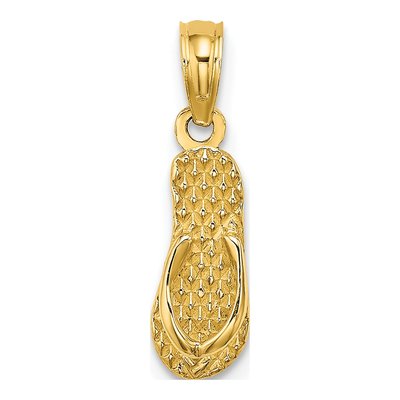 14K Yellow Gold 3D Flip-Flop Charm