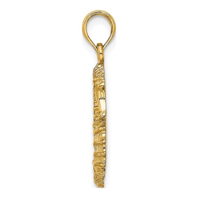 14K Yellow Gold Textured Seahorse Pendant – view 3
