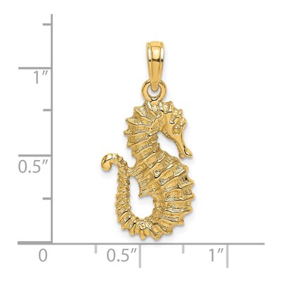 14K Yellow Gold Textured Seahorse Pendant – view 4